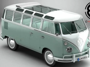 volkswagen tipo 2 samba 1963 Modelo 3D