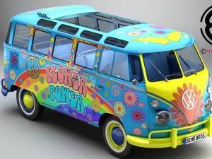 volkswagen type 2 samba 1963 hippie 3Dモデル