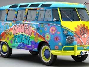 volkswagen type 2 samba 1963 hippie 3D Model
