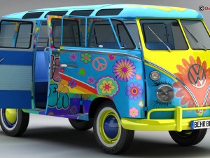 volkswagen type 2 samba 1963 hippie 3D Model
