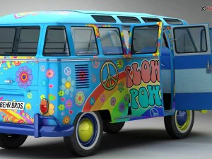 폭스바겐 타입 2 삼바 1963 히피 3D 모델