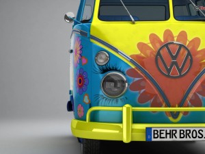 volkswagen type 2 samba 1963 hippie 3D Model