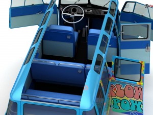 volkswagen type 2 samba 1963 hippie 3D Model