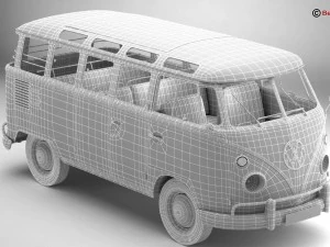 폭스바겐 타입 2 삼바 1963 히피 3D 모델