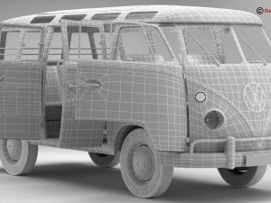폭스바겐 타입 2 삼바 1963 히피 3D 모델