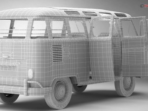 volkswagen type 2 samba 1963 hippie 3D Model