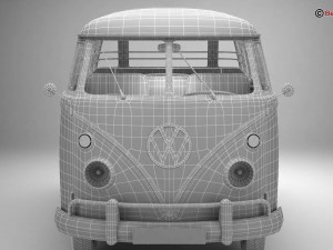 volkswagen type 2 samba 1963 hippie 3D Model
