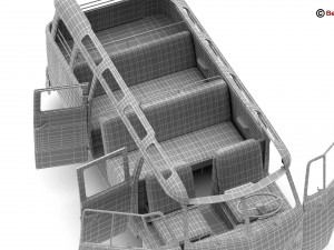 volkswagen type 2 samba 1963 hippie 3D Model