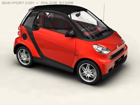 smart fortwo coupe 2009 3D Model .c4d .max .obj .3ds .fbx .stl .blend 