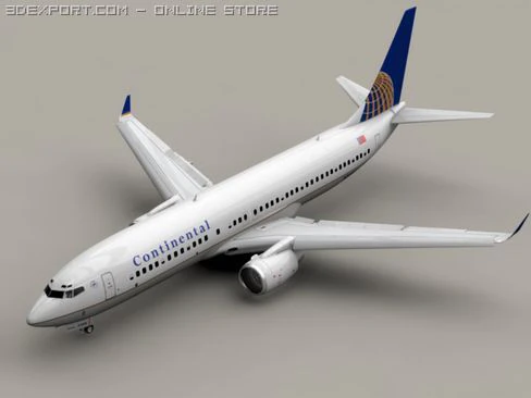 boeing 737 800 continental 3D Model .c4d .max .obj .3ds .fbx .stl .blend 