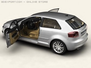 audi a3 3 door 2009 3D Модель