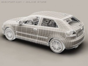 audi a3 3 door 2009 3D Модель