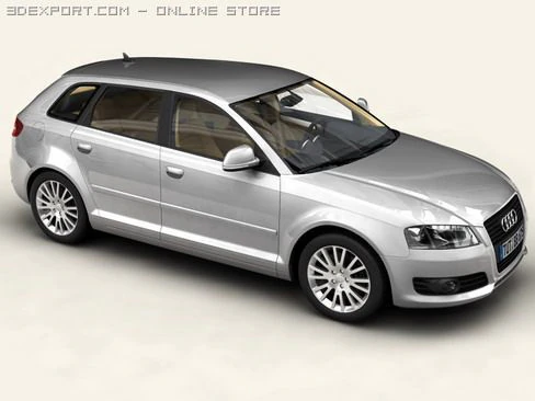 audi a3 sportback 2009 3D Model .c4d .max .obj .3ds .fbx .stl .blend
