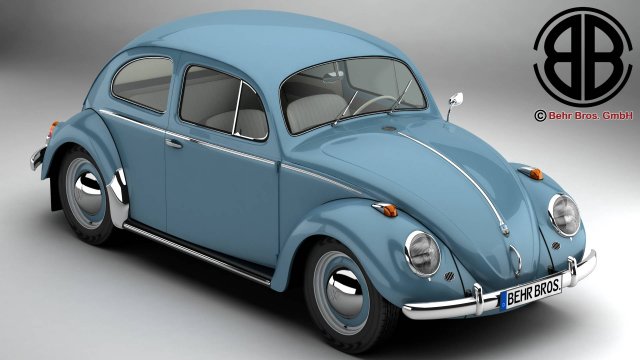 volkswagen beetle 1963 1200 deluxe Model 3D .c4d .max .obj .3ds .fbx .stl .blend 
