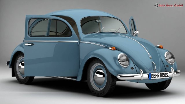volkswagen beetle 1963 1200 deluxe 3D Model in Classic Cars 3DExport