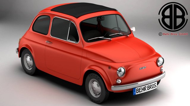 fiat 500 r 3D Model .c4d .max .obj .3ds .fbx .stl .blend 