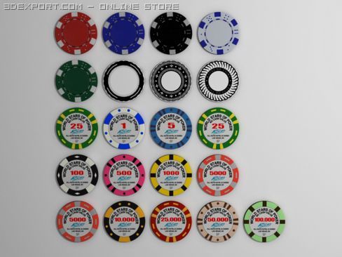gambling chips Modelo 3D .c4d .max .obj .3ds .fbx .stl .blend 