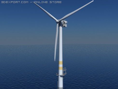 wind turbine offshore realtime 3D Model .c4d .max .obj .3ds .fbx .stl .blend 
