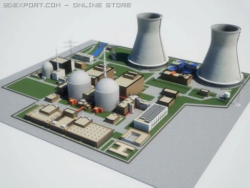 nuclear power station 3D Model .c4d .max .obj .3ds .fbx .stl .blend