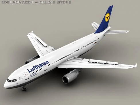 Airbus A300 Lufthansa 3D Model .c4d .max .obj .3ds .fbx .stl .blend 