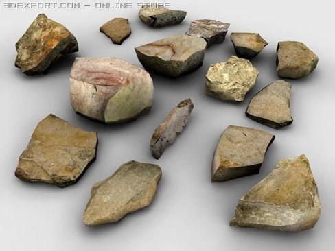 stones collection 3D Model .c4d .max .obj .3ds .fbx .stl .blend 