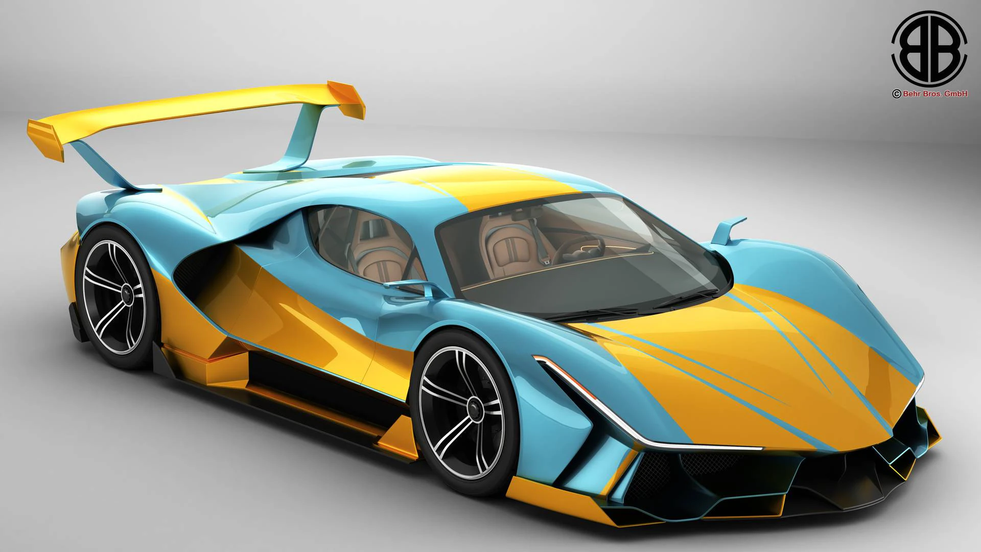 Generic Future EV Supercar 2050 3D Model .c4d .max .obj .3ds .fbx .stl .blend