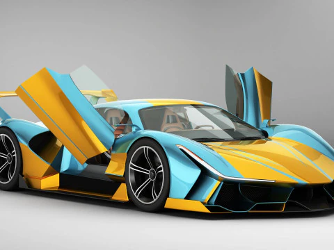 Generic Future EV Supercar 2050 3D Model