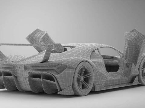 Generic Future EV Supercar 2050 3D Model