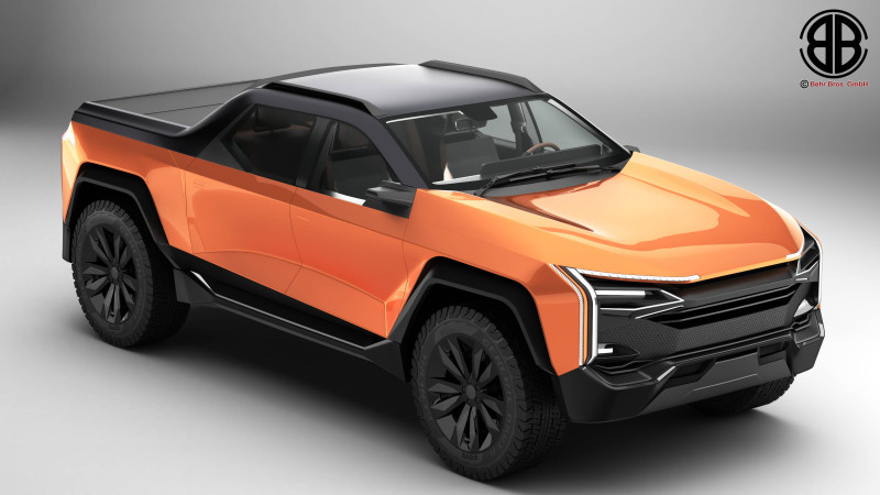 Generic Future EV Pickup 3D Model .c4d .max .obj .3ds .fbx .stl .blend