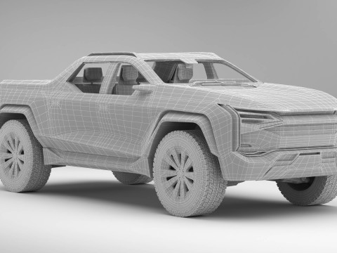 Generic Future EV Pickup 3D Model