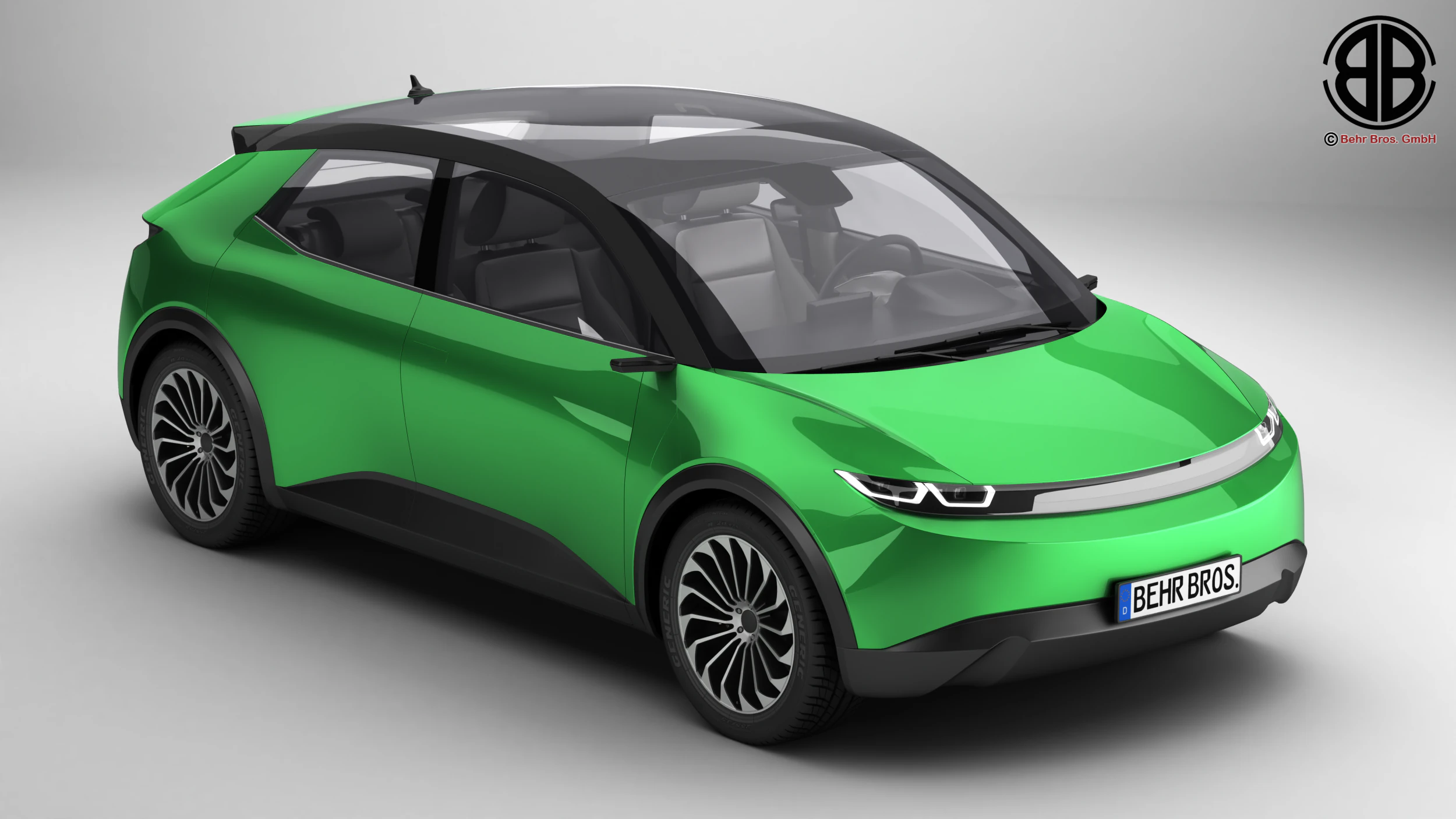 Generic Modern Compact Car 3D Model .c4d .max .obj .3ds .fbx .stl .blend 