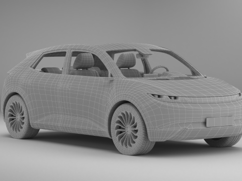 Generic Modern Compact Car 3D Model
