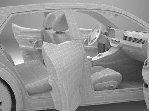 Generic Modern Compact Car 3D Model