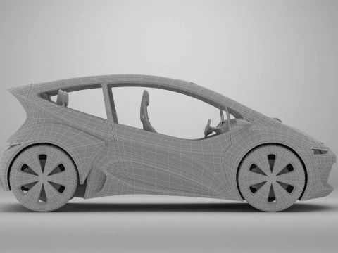 Auto compatta EV del futuro generico Modello 3D