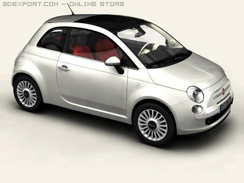 fiat 500 2008 3D Model .c4d .max .obj .3ds .fbx .stl .blend