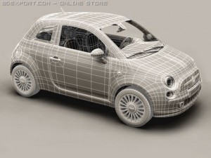 fiat 500 2008 Model 3D