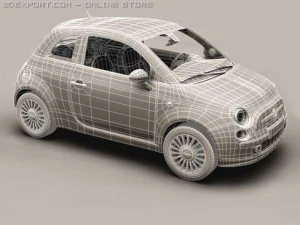 fiat 500 2008 3D Model