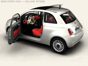 fiat 500 2008 Model 3D