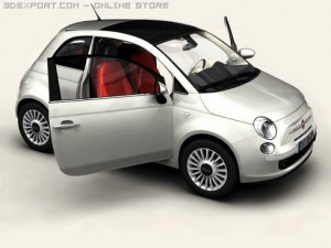 fiat 500 2008 Model 3D