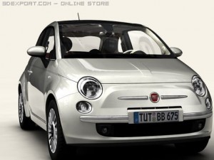 fiat 500 2008 Model 3D