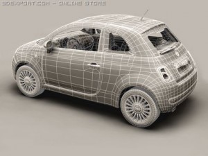 fiat 500 2008 Model 3D