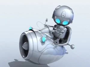 漫画の航空機ロボットのパイロット 3Dモデル