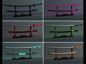 japanese katana collection 3D Model