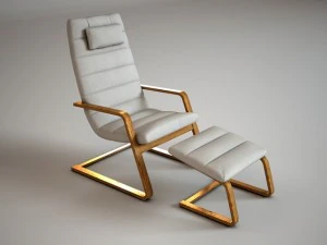 Silla y reposapi&eacute;s Boliden de Ikea. Modelo 3D