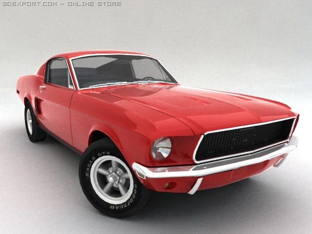 1968 ford mustang 3D Model .c4d .max .obj .3ds .fbx .stl .blend
