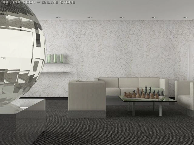 living room with chess set 3D Model .c4d .max .obj .3ds .fbx .stl .blend