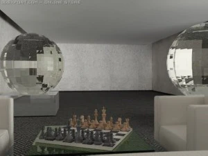 living room with chess set 3D Model