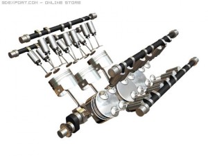 v6 engine parts for cars 3D मॉडल