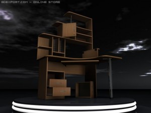 computer desk 3D मॉडल