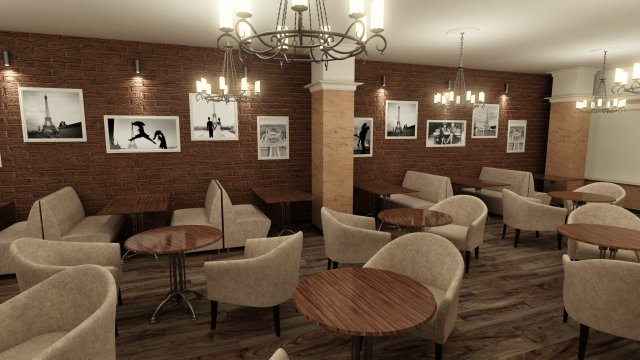 kafe 3D Модель .c4d .max .obj .3ds .fbx .stl .blend 